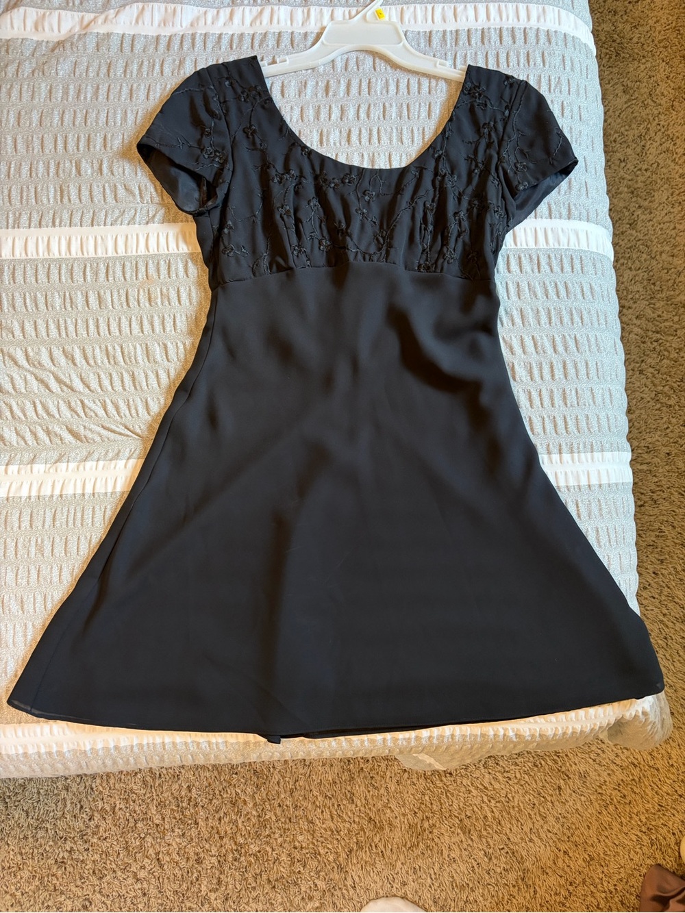 Vintage Black Short Sleeve A-Line Dress